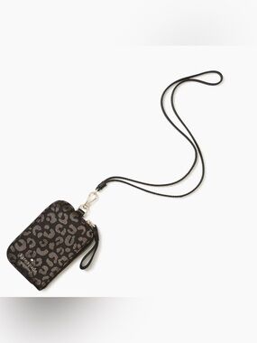 Kate Spade Chelsea The Little Better Black Multi Silver Leopard Lanyard